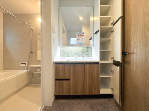 細かく整頓がしやすい収納付きの洗面化粧台