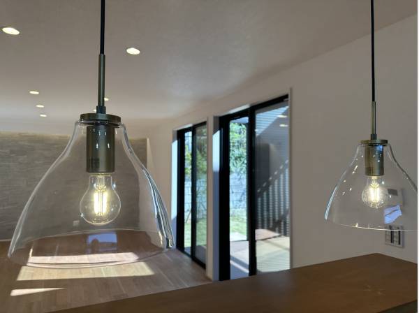 素敵なペンダントライトや各種照明器具は標準でついてます