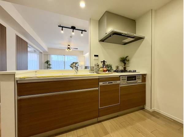 対面式のシステムキッチン。食洗機付きです