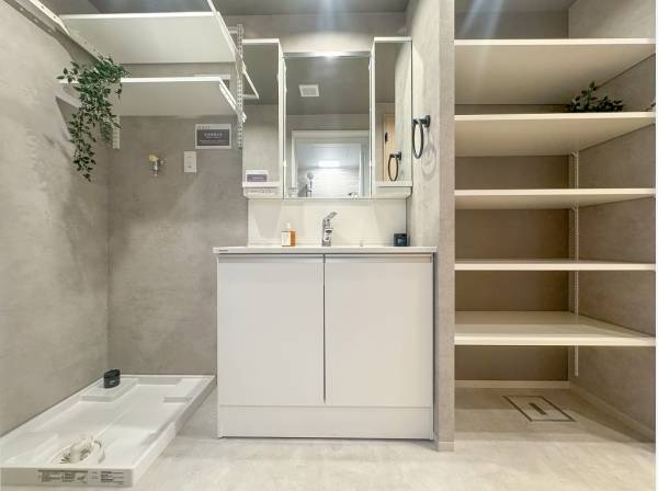 可動棚付きの便利なサニタリールーム