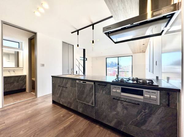 食洗機と浄水器付きのオープンキッチン