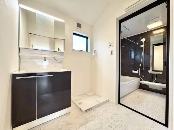 パウダールームもゆったりスペースで水回りも集約です。