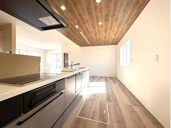 対面式システムキッチンは食洗機付きと浄水器です。