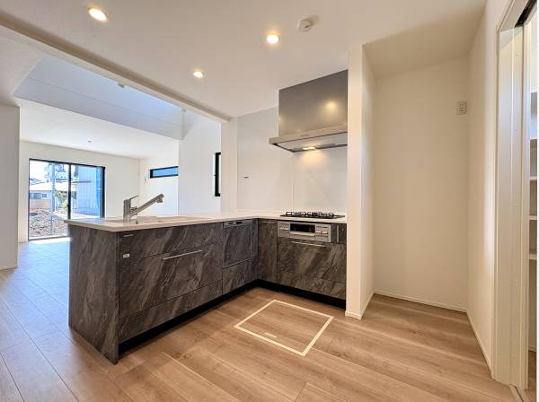 対面式システムキッチンは食洗機と浄水器付き