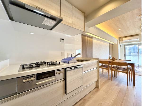 システムキッチンは食洗機と浄水器付き