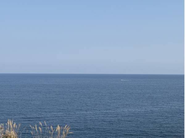 眼下に広がるのはどこまでも広がる青い海