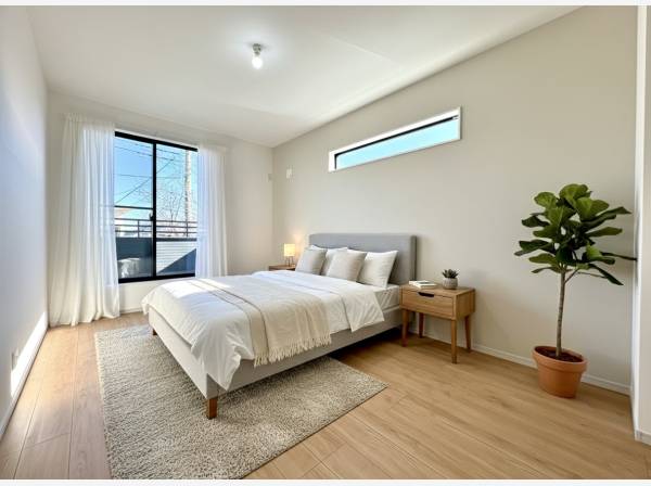 主寝室です。洋室は全４部屋。家具等はCGで作成したイメージン