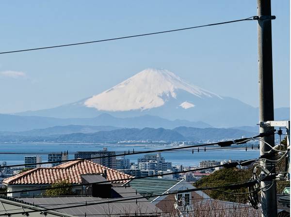 富士山、海を望む景色