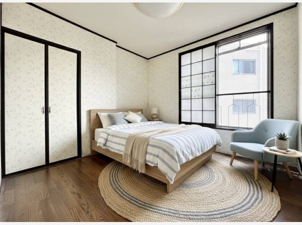 障子のやわらかい光を感じる洋室（家具等はCG合成によるイメージ）