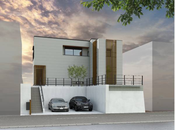 外観イメージパースです。駐車は2台可能です。