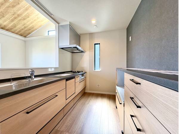 カップボード付きの対面式システムキッチン