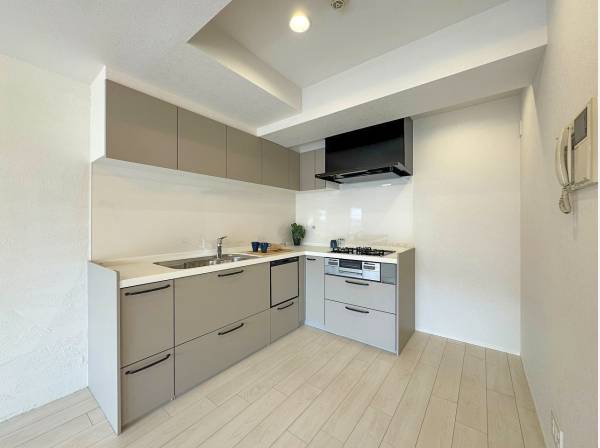 使い勝手が良さそうなL字型壁付けキッチン。