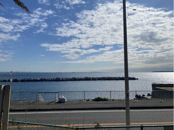現地正面に広がる海です。