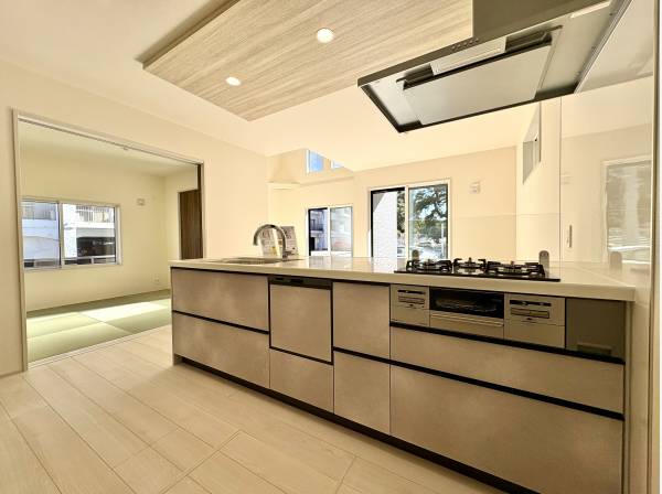 対面式システムキッチンは食洗機と浄水器付き