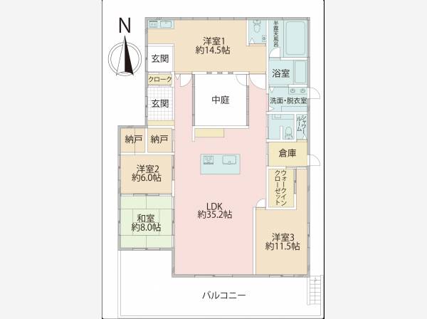 4部屋の寝室、アイランドキッチン等、大人数での利用も可能な物件です。