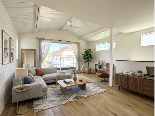 南向きに面した明るいリビング。家具等はCGで作成したイメージです。