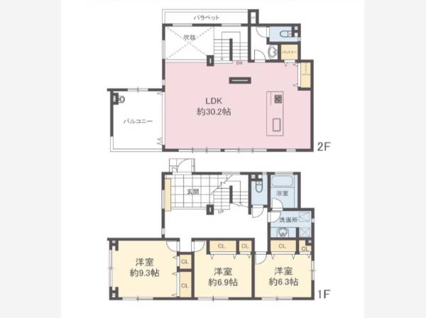 ゆったり3LDKの間取り設計です。セカンドハウスにもおすすめ。