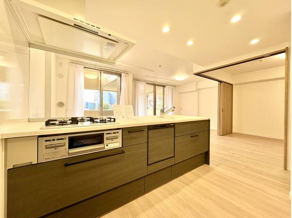 対面式システムキッチンは食洗機・浄水器・ディスポーザー付きです。