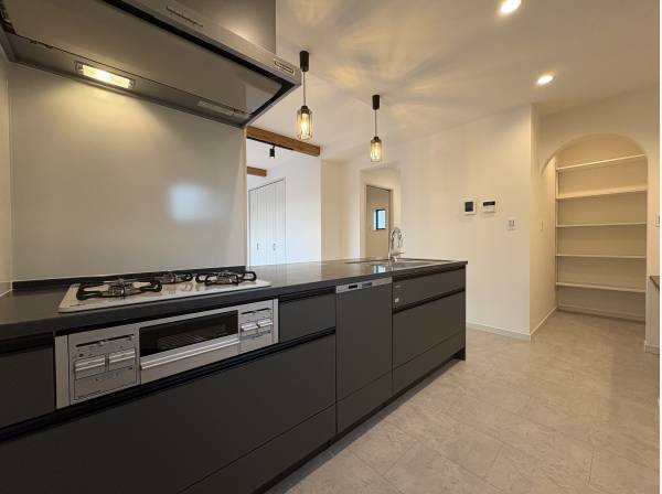 対面式システムキッチンは食洗機と浄水器付き