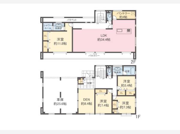 間取り図です、各お部屋の広さを確認してみてください