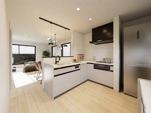 L字型のキッチンスペース※イメージパースになります