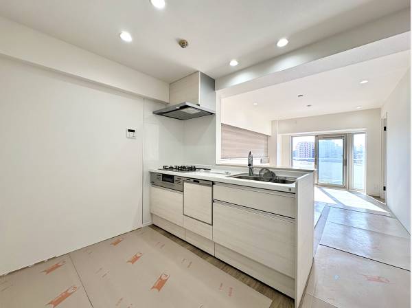 対面式システムキッチンは食洗機と浄水器付き