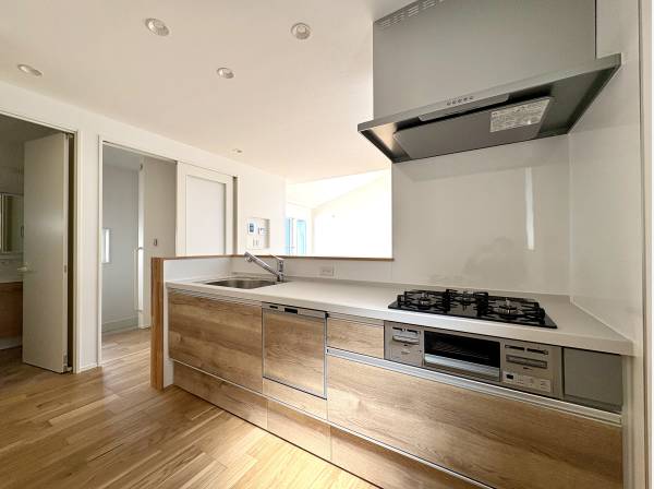 対面式システムキッチンは食洗機と浄水器付き