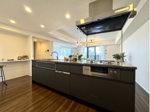 全体を見渡すアイランドキッチン