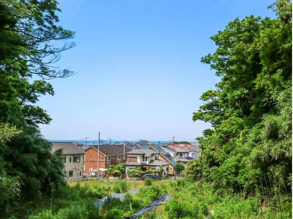 緑に包まれながら水平線を望める素敵な環境