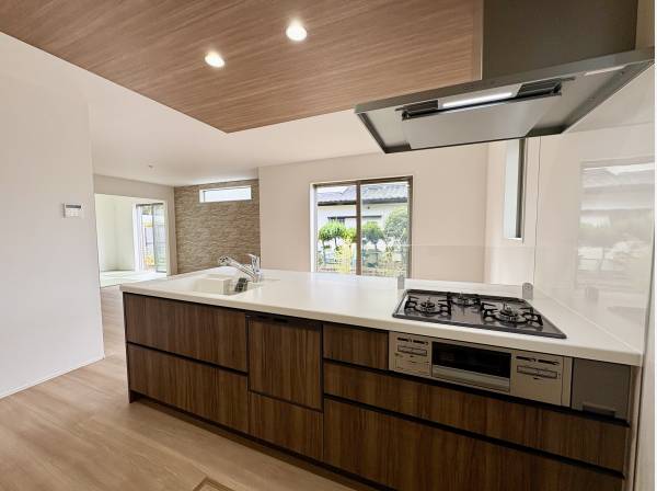 見通しの良い食洗器付きのシステムキッチン