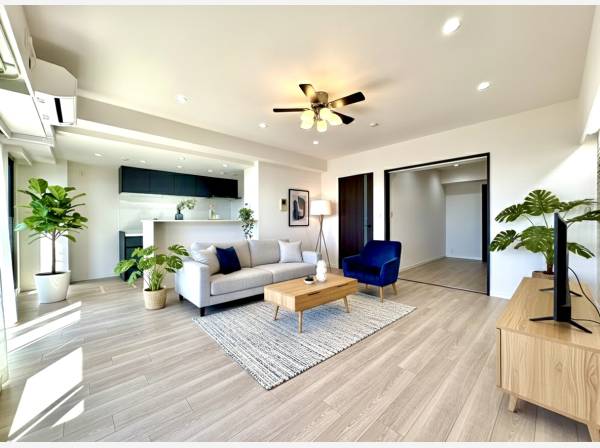 ゆったりとした開放的なリビング。家具等はCGで作成したイメージです。