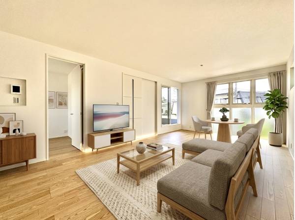 日当たり良好なリビング。家具等は生成AIで作成したイメージです。