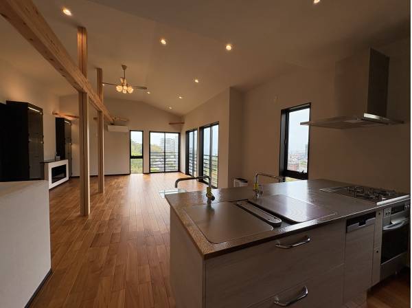 キッチンから見ています