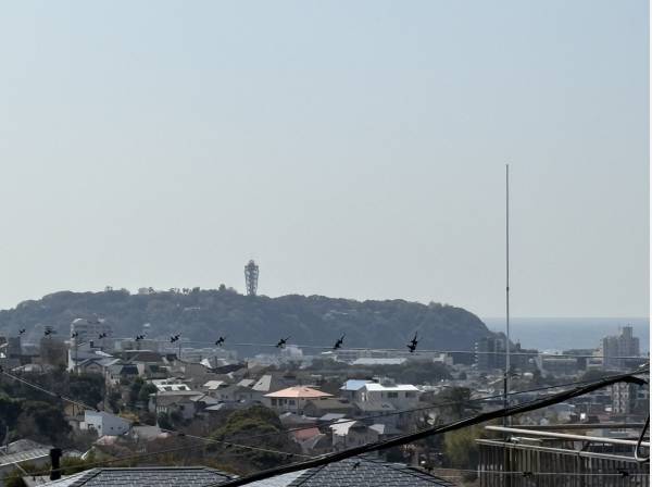 ルーフバルコニーからは江の島の灯台が見えますよ！