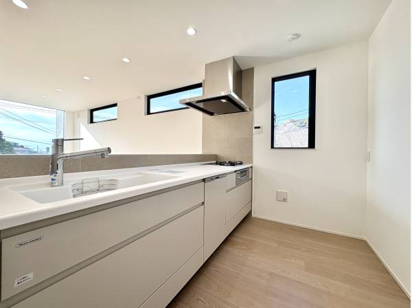 対面式システムキッチンは食洗機と浄水器付き