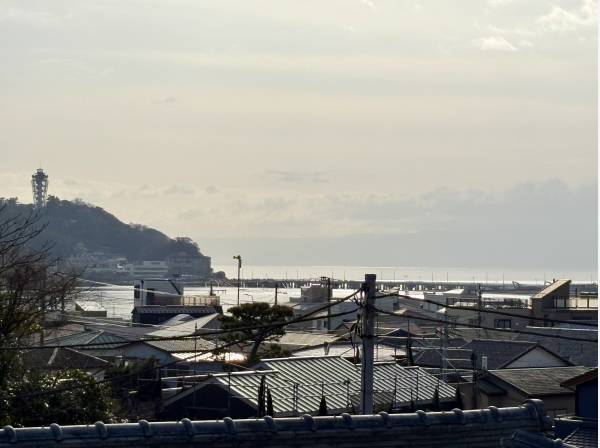 海と江ノ島を眺めます。