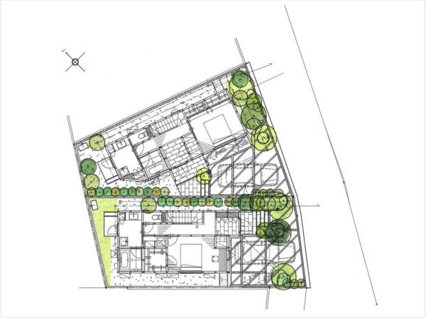 光と風を取り込みプライバシーにも配慮された配置計画。
