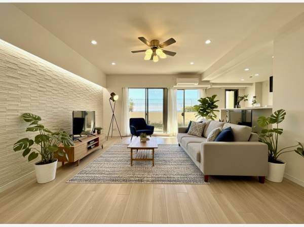 日当たり良好なリビングです。家具等はCGで作成したイメージです。