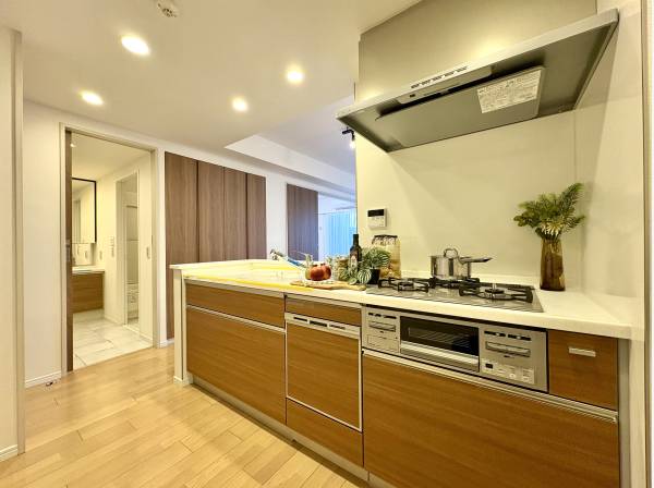 対面式システムキッチンは食洗機と浄水器付き