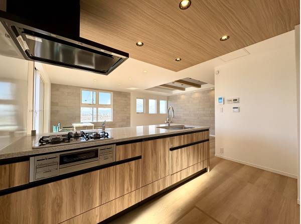 対面式システムキッチンは食洗機と浄水器付き