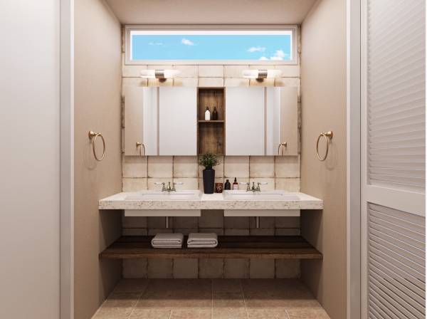 毎朝、気分が上がる場所。ホテルライクな造作洗面台。