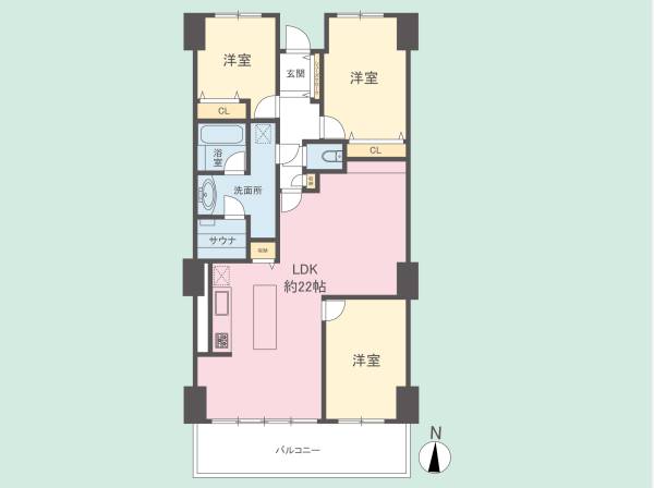 ゆとりある3LDKの間取り