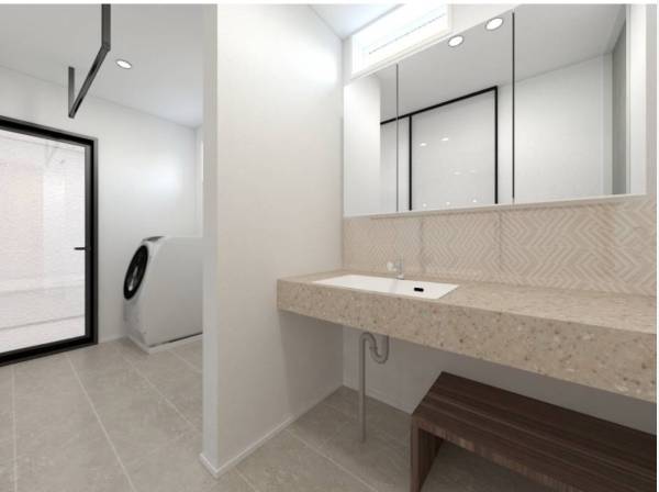 ※完成イメージ・室内物干設備のついたパウダールーム