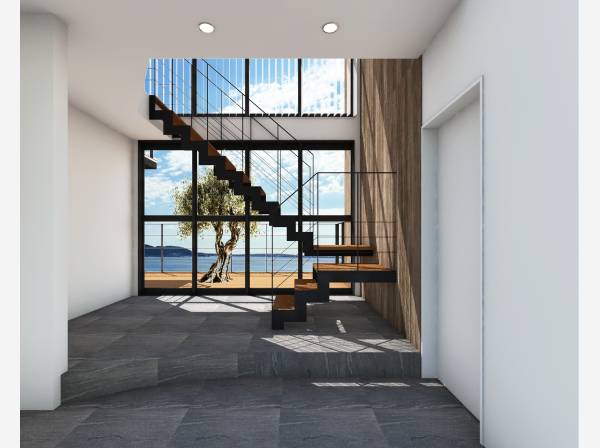 玄関ドアを開けると壮大な海に繋がります（パース）