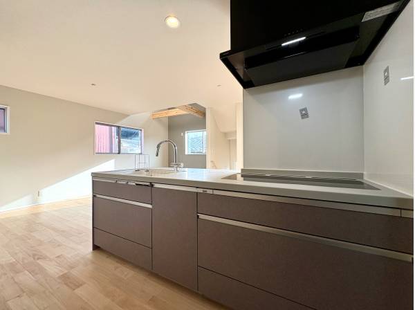 対面式システムキッチンは食洗機と浄水器付き