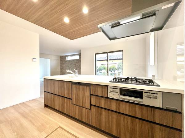 対面式システムキッチンは食洗機と浄水器付き