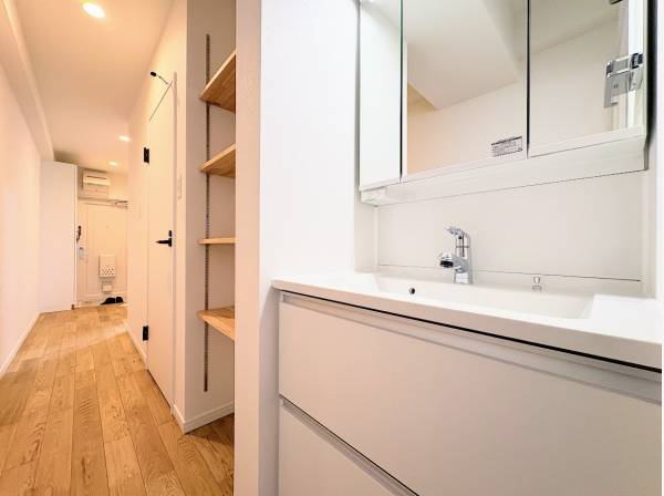 玄関から続く洗面台スペース
