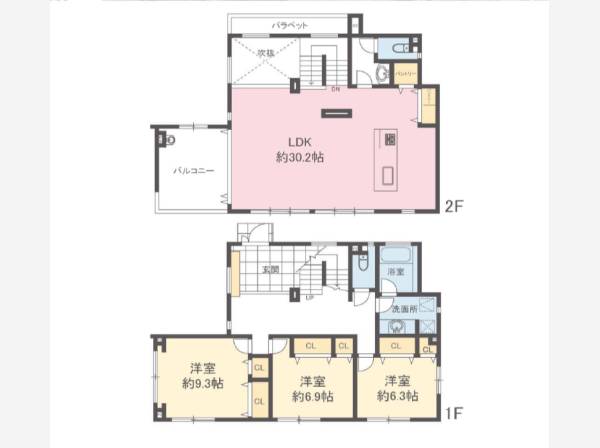 ゆったり3LDKの間取り設計です。