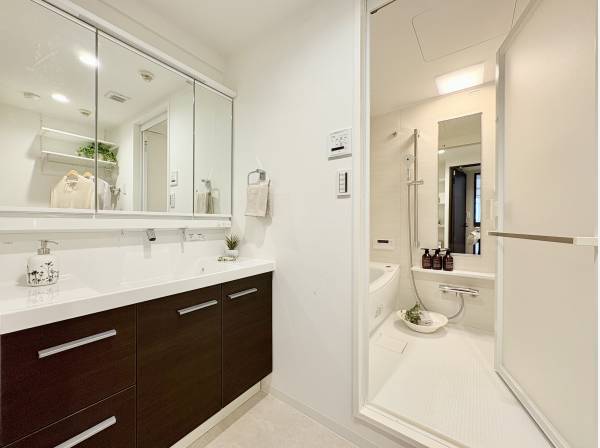 大きな鏡で便利なサニタリースペース