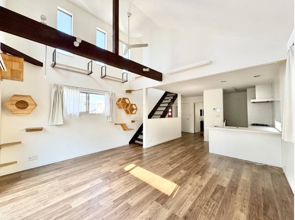 天井高で吹き抜け大空間のリビング